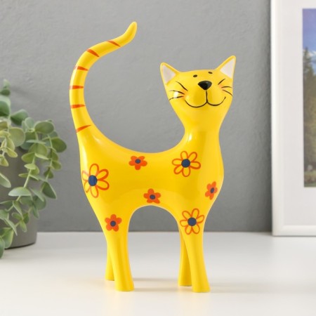 Souvenir ceramics "Yellow cat in flowers" 14.5x6.5x23.5 cm