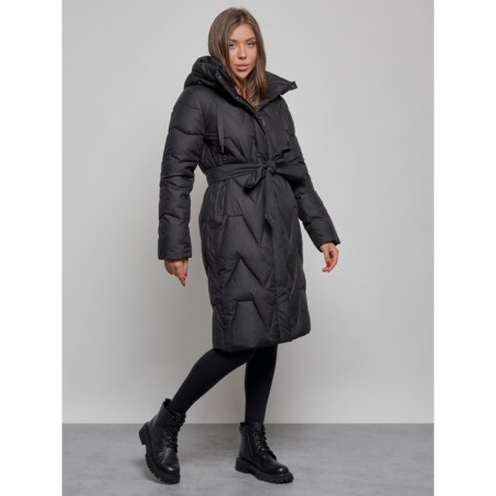 Coat insulated winter female, size 46, black color-1
