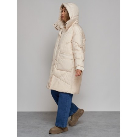 Coat insulated winter female, size 42, beige color-7