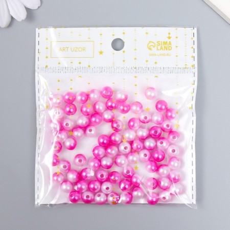 Beads for creativity plastic "gradient pink" set of 20 g, d = 0.8 cm, mix of holes/without-4