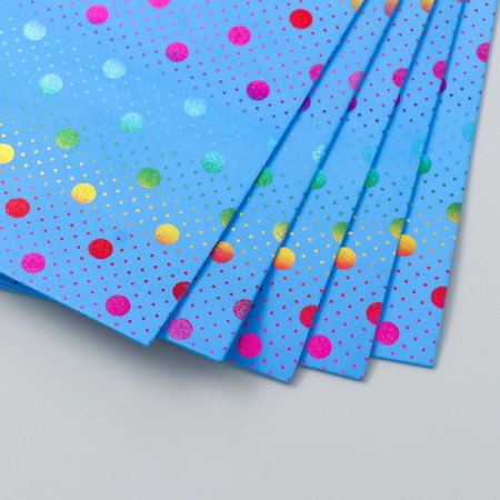 Foamiran holography "Circles and peas on blue" 2 mm format A4 set 5 sheets-2