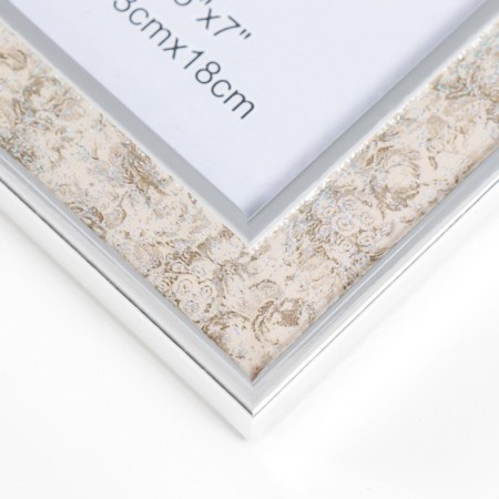 Photo frame plastic 13x18 cm "Marble Bezh" double silver stroke 21.2x16.2 cm-2