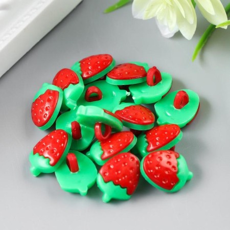 Buttons decorative plastic "Strawberry" (set 16 pcs) 1.5x1 cm
