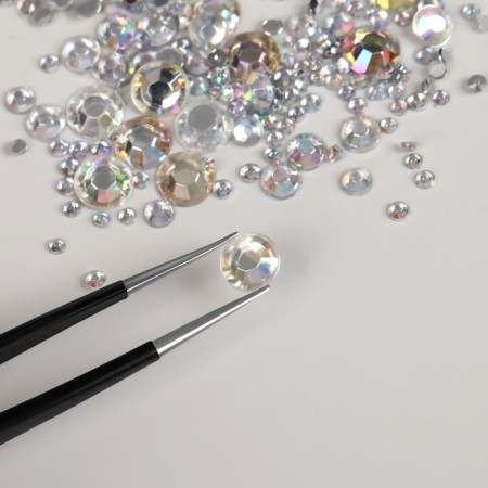 Rhinestones for decor, 12 cells, 1.5/2/2.5/3 mm, silver holography color-3