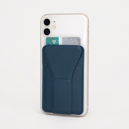 Cartholder on the phone, artificial leather, blue color-1