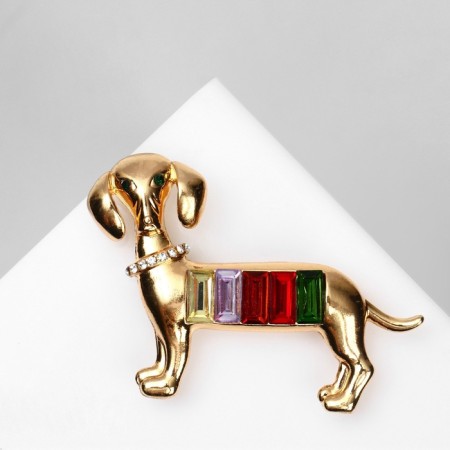 Brooch "Dog" dachshund, color in gold-2