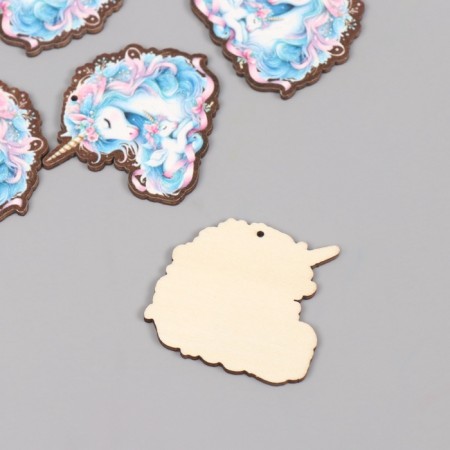 Decor for creativity wood "Family of Unicorns" 4x4.2x0.3 cm-1