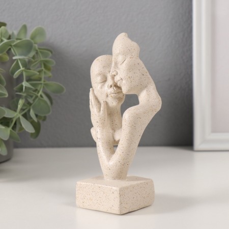 Souvenir Polystone Bust "Lovers" White in specking 7.5x5x14.5 cm-3