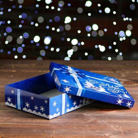 Gift box "Bant", blue, 23.5 x 6.5 x 18.7 cm-1