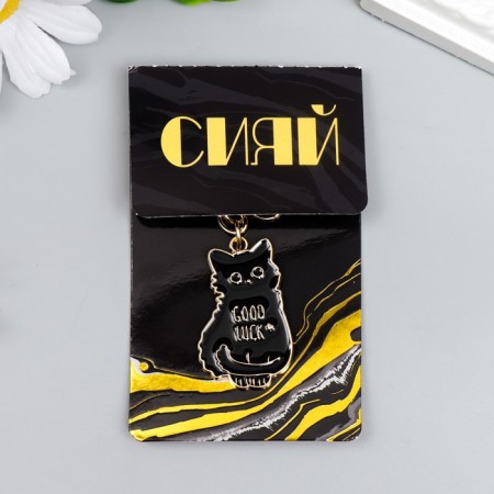Metal keychain, enamel "Black cat" 10.5x2.5 cm