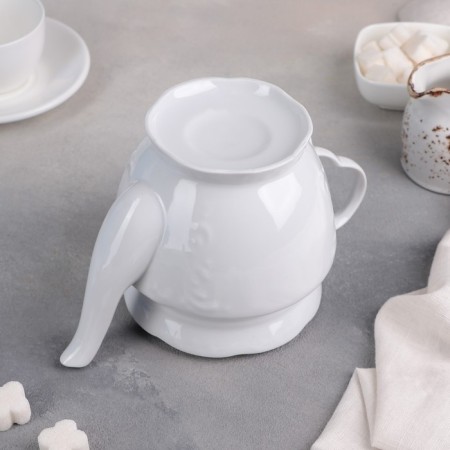 Porcelain kettle "Lingerie", 800 ml, white color-2