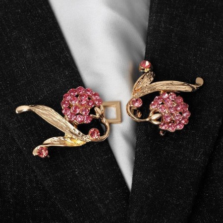 Cardigan clamp "Berries", raspberry color in gold-3