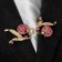 Cardigan clamp "Berries", raspberry color in gold
