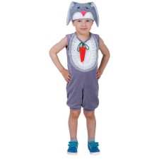 Carnival costume for the boy “Hare with breast”, velor, overalls, hat, from 1.5-3 years
