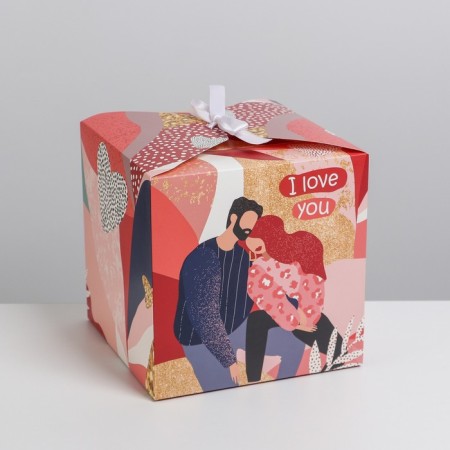 Gift folding box, packaging, love, 18 x 18 x 18 cm-1