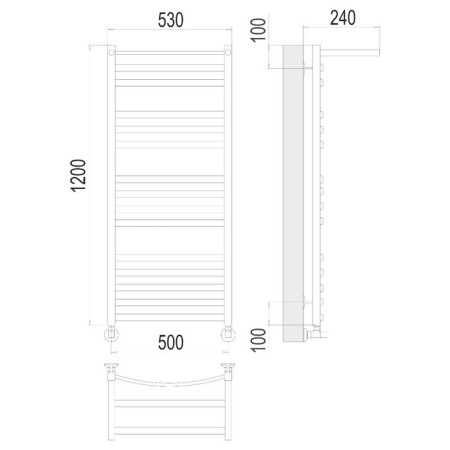 Terminus water heated towel rail "Yenisei" P15, 500x1200 mm, lower connection, chrome-2