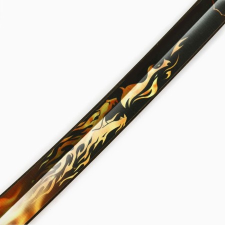 Souvenir wooden weapon "Katana Dragon with fire", length 65 cm-3