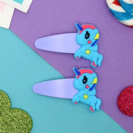 Invisibility for hair "Loli" (set 2 pcs) unicorns with a star, 5.5 cm, blue