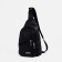 Male sling bag, artificial leather, headphone opening, black color