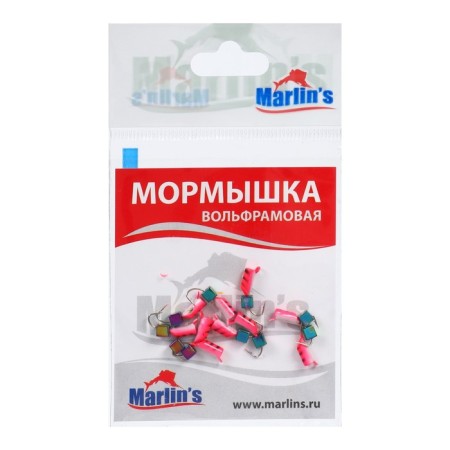 Mormyshka tungsten Marlin’s nails, 2.5 mm, weight 0.7 g, pink, phosphorus + gasoline, 10 pcs-1