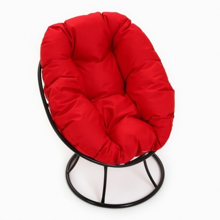 Armchair "Donut" with a red pillow, a black stand, 55 x 40 x 61 cm-1
