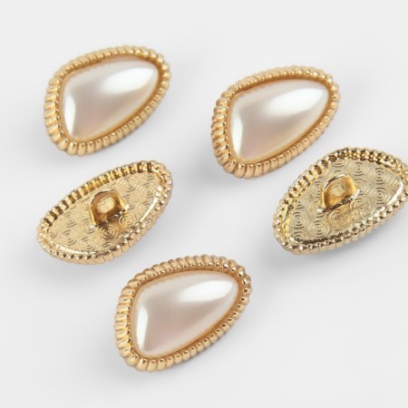 A set of metal buttons on the leg, 21.5 mm, 5 pcs, pearl/gold color-1