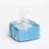 Candle "Square" in a candlestick with narrow faces of gypsum, 7.5x3.5cm, blue