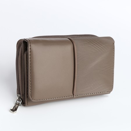 Women's wallet on the button, khaki color