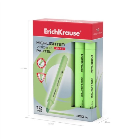 Marker Text Moisters Erichkrause Visioline V-17 Pastel, 0.6-4.5 mm, water-based ink, green-2