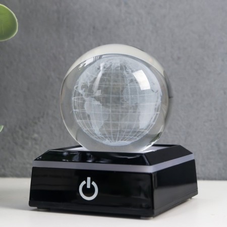 Souvenir glass backlight "Globe" D = 6 cm LED stand from 3AAA, USB wire 9x7x7 cm-4