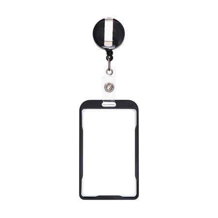 Badge carman vertical external 96*56mm, orally 85*54mm, metal, black, roulette 40cm-1