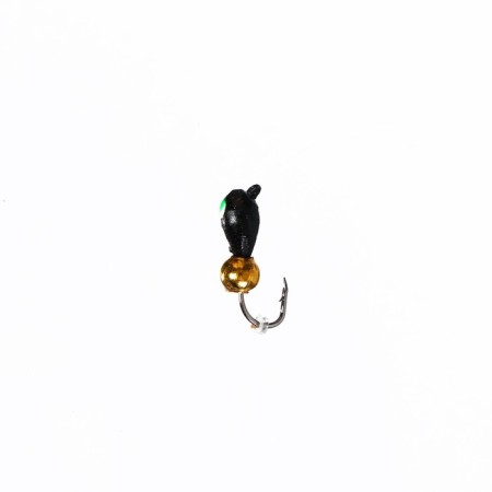 Mormyshka drop, green eyes + ball gold, weight 0.8 g-1
