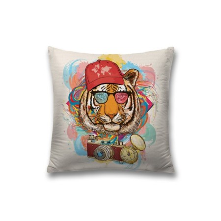 Decorative pillowcase "Disco Tiger", on a zipper, size 45x45 cm