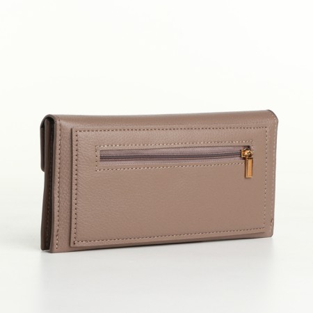 Women's wallet on the button, beige color-1
