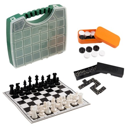 Board game 3 in 1 "On the road": chess, dominoes, checkers (2 boards from cardboard 29x29 cm)