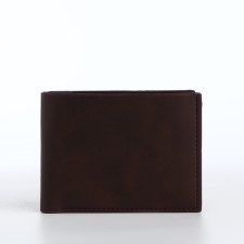 Male purse without fastening, department for cards, coins, brown color