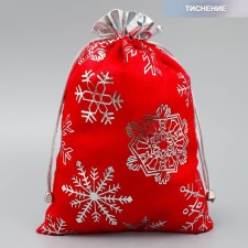 Bag gift plush “I hurry to you”, snowflakes, embossing, 20 x 30 cm +/- 1.5 cm, New Year