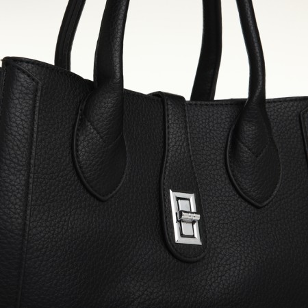 Women's bag with lightning, textura, average size, black color-5