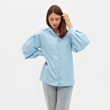 Women's shirt with voluminous sleeves Minaku: Casual Collection Blue color, rr 44