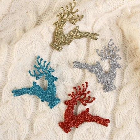Christmas tree decoration "Deer in jump" (set 4 pcs) 6x6 cm, mix