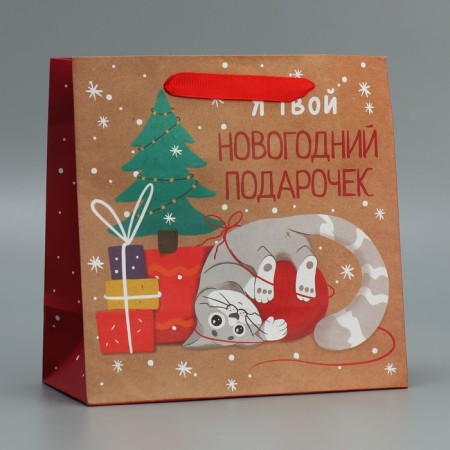 Craft square “Gift”, 22 x 22 x 11 cm, New Year-1