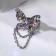 Ring "Butterfly" with a chain, color in silver, dimensionless