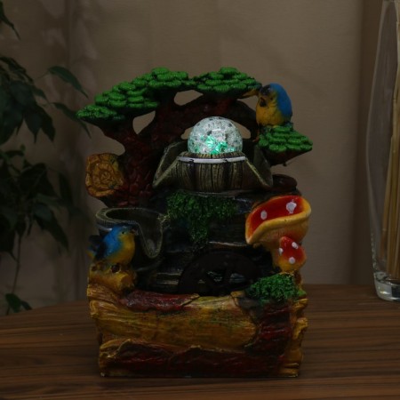 Fountain "Birds at the mill" mushrooms, 18x12x25 cm (with backlight)-2