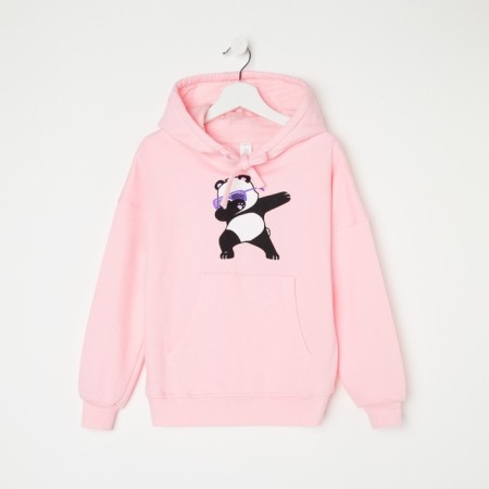 Sweatshirt for the girl is beginning, pink/panda, height 122 cm