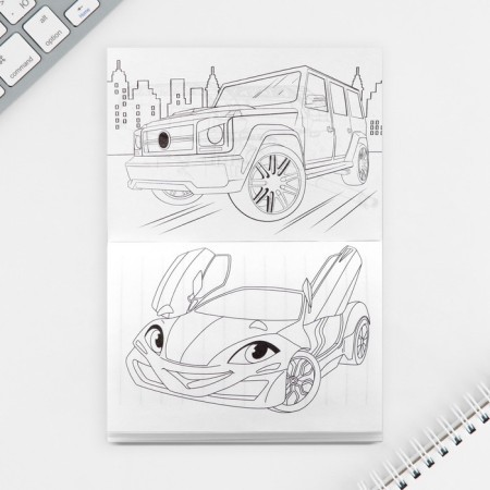 Set of Notepad A6, 32 sheets, stickers, magnetic bookmarks "Cars"-5