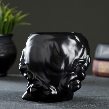 Kashpo - Organizer "David's head" Black with gold, 11x10x11cm-3