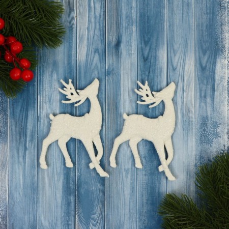 Jewelry decoration "Fairytale Deer Elite" (set 2 pcs) 7x11 cm, white