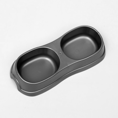 Double bowl 2 x 200 ml, 28 x 12.5 x 5 cm, silver-1