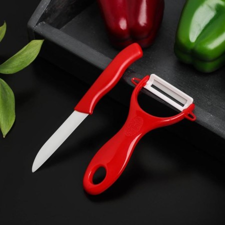 Kit kitchen shade, 2 items: knife 7 cm, vegetable cleaner color mix