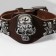 Bracelet Skin "Skull" Gothic, dark brown color with black silver, 25.5 cm